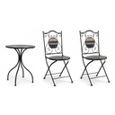 Set da giardino tavolo e 2 sedie con decori in ceramica Huston