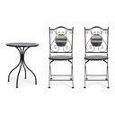 Set da giardino tavolo e 2 sedie con decori in ceramica Huston