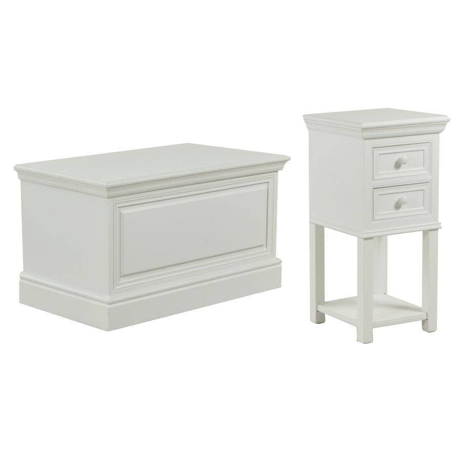 Set mobile comodino + baule legno bianco