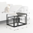 Set tre tavolini sovrapponibili OhLady bianco e antracite con gambe nere