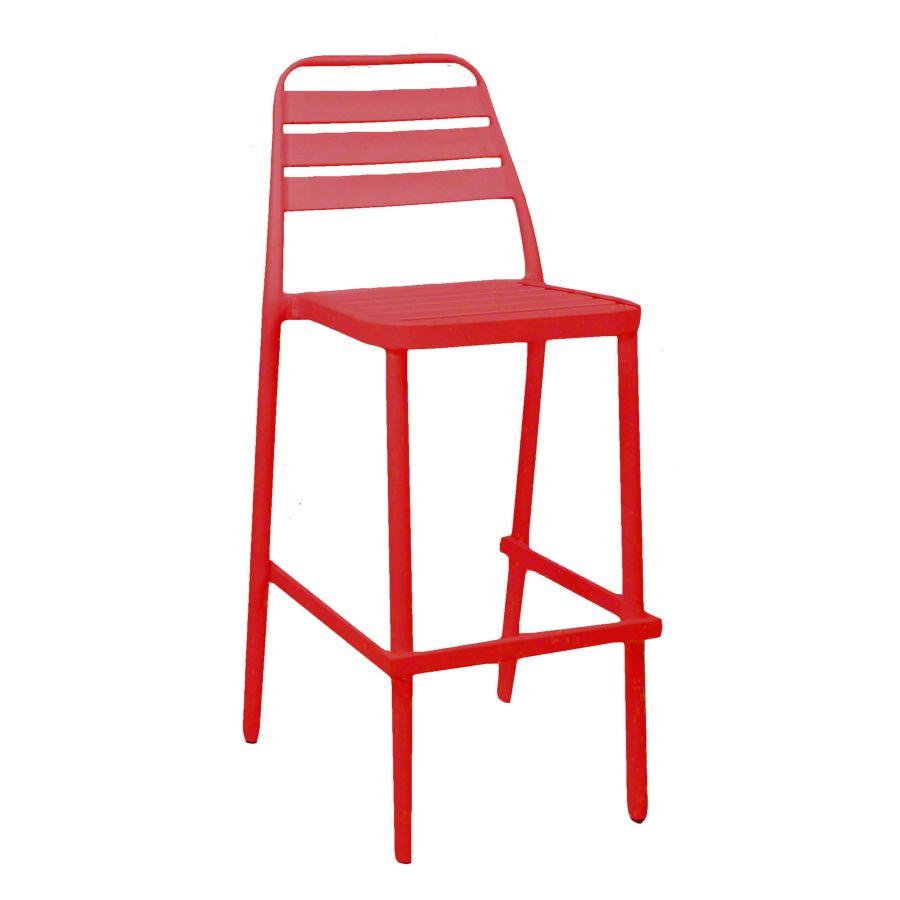 Sgabello bar in alluminio Las Vegas rosso