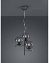 Sospensione 3Luci Sfere Vetro Fumé Antracite Ø40 cm Pure Trio Lighting