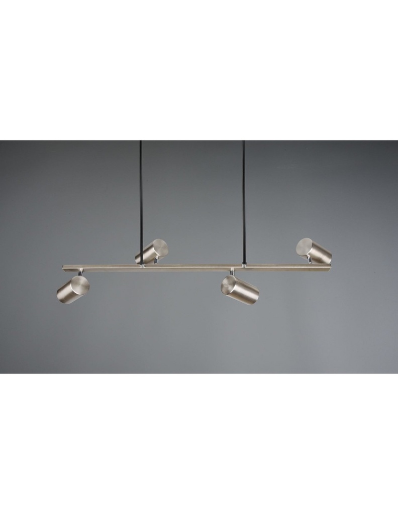 Sospensione 4 Faretti Spot GU10 Orientabili Marley Nichel Trio Lighting