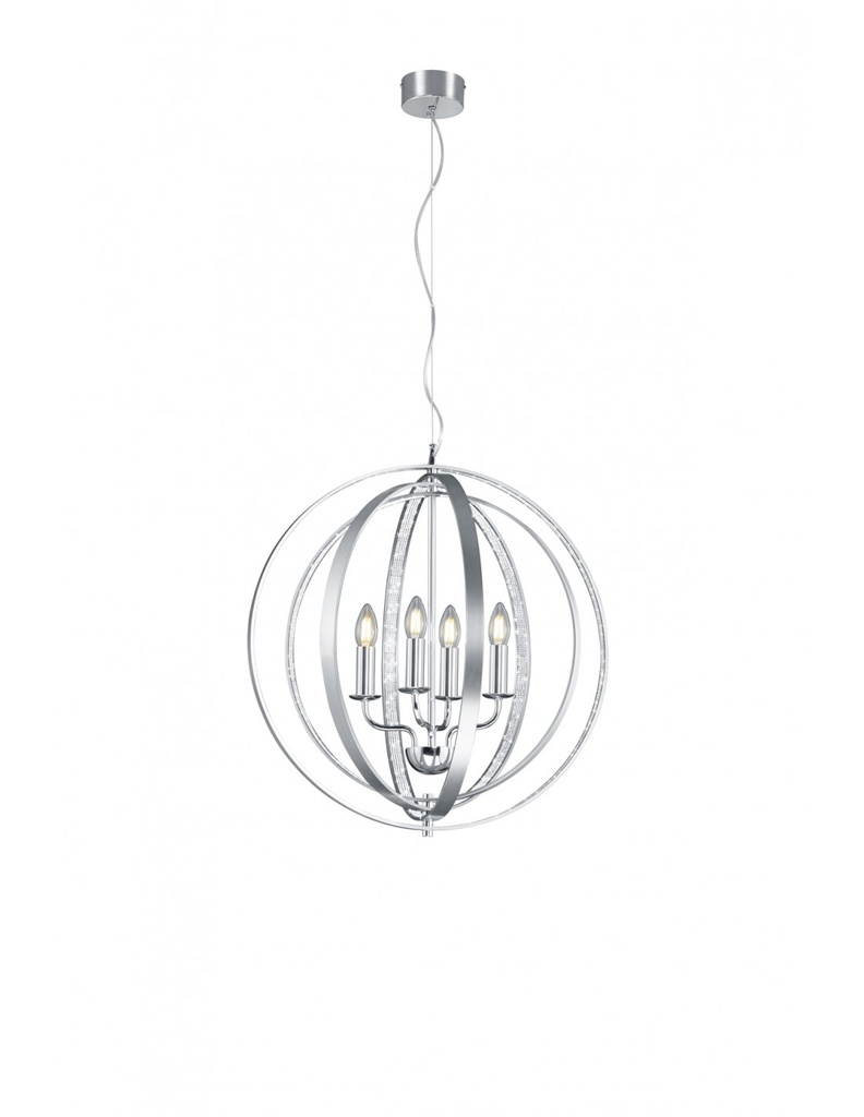 Sospensione 4 Luci Candela Cerchi Alluminio Trio Lighting