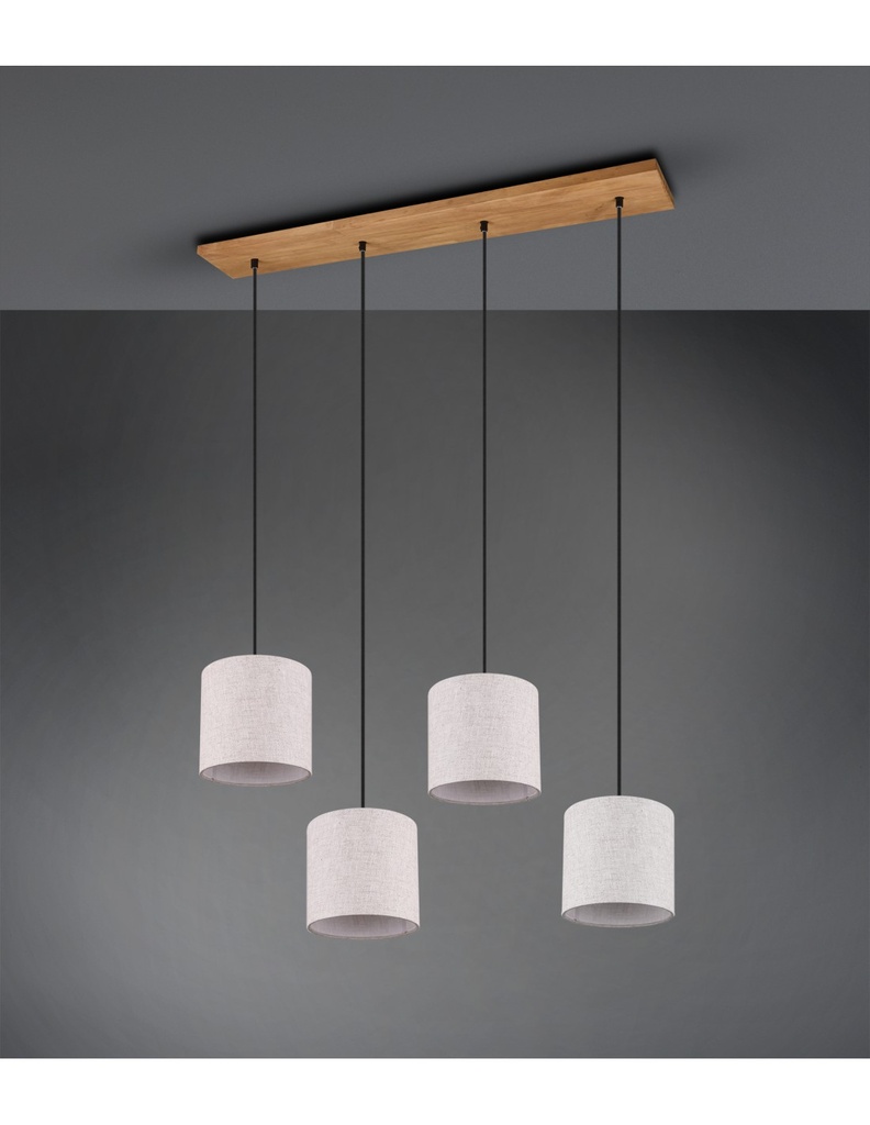 Sospensione Elmau 4xE27 Nichel E Paralumi Sabbia L100 cm Trio Lighting