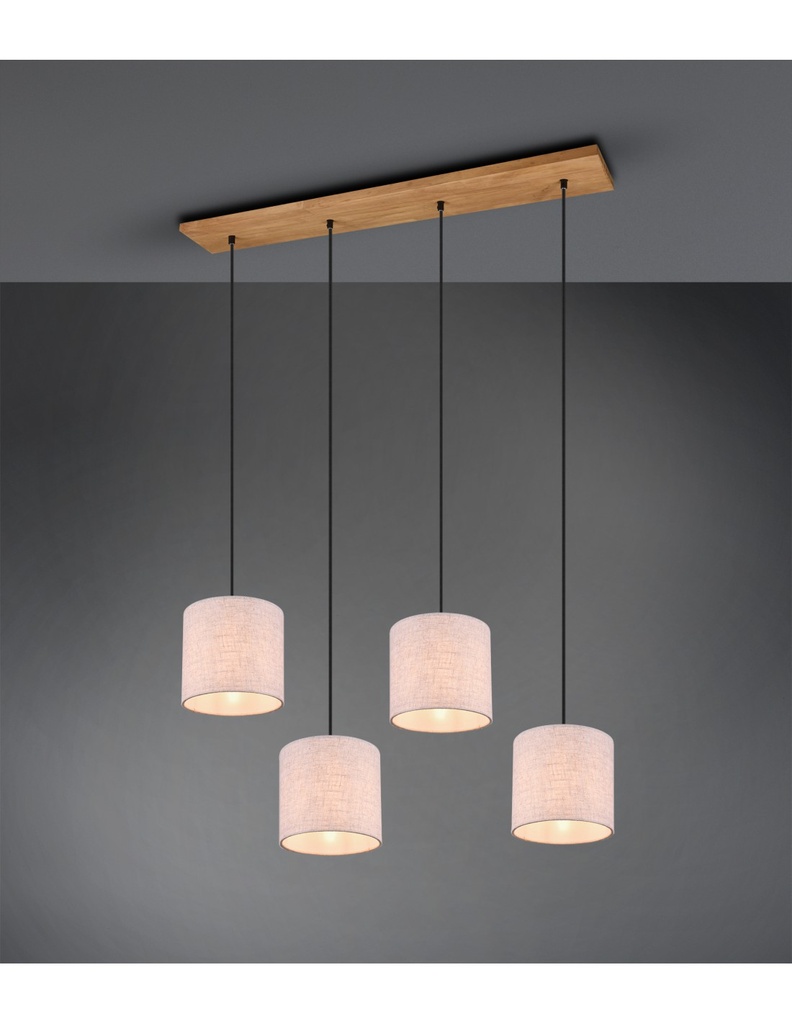 Sospensione Elmau 4xE27 Nichel E Paralumi Sabbia L100 cm Trio Lighting
