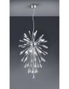 Sospensione Fuochi d'Artificio 7 Luci Minsk Cromo con Gocce Cristallo Trio Lighting