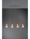 Sospensione Gaya 4xE14 Nichel Antico E Legno L90 cm Trio Lighting