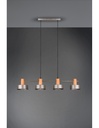 Sospensione Gaya 4xE14 Nichel Antico E Legno L90 cm Trio Lighting