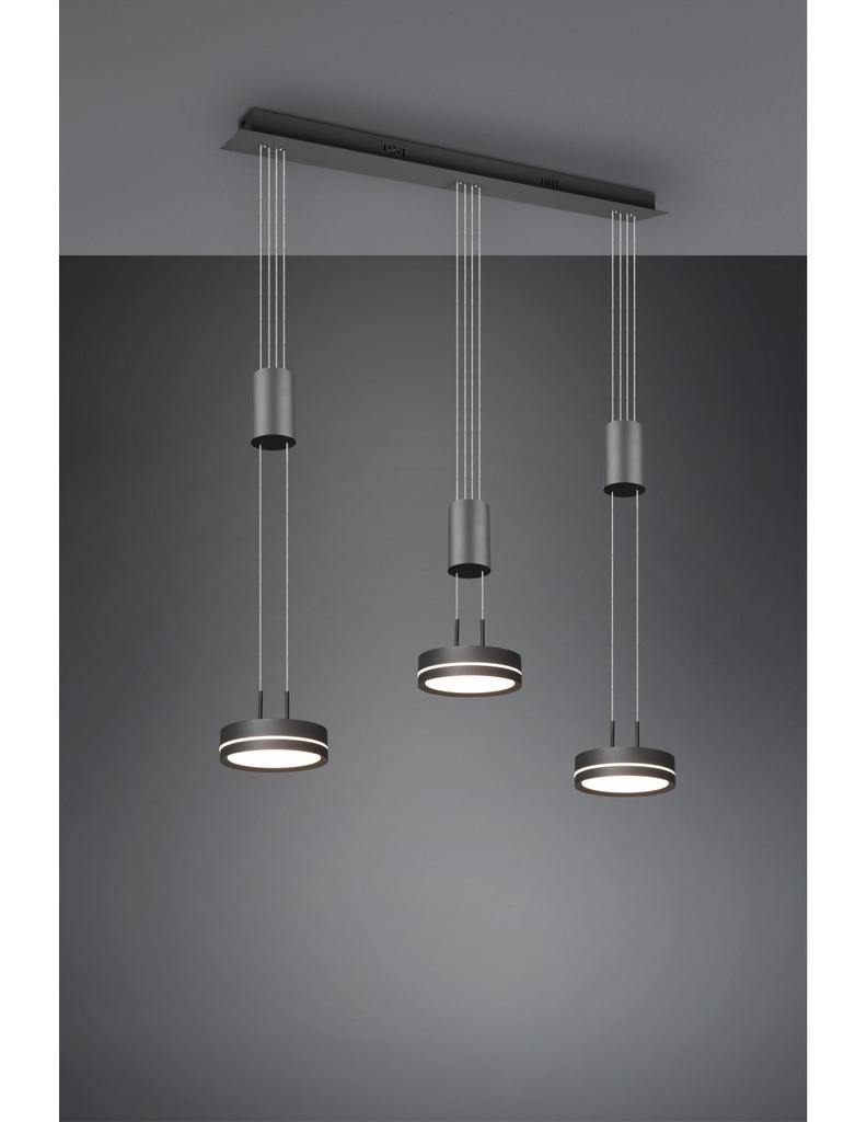 Sospensione Isola Cucina 3 Dischi Led Franklin Antracite Moderno Trio Lighting