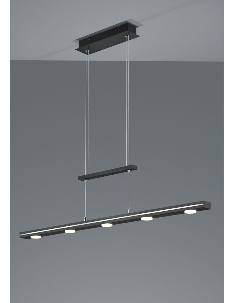Sospensione Nera Piastra Rettangolare 7 Led Sopra e Sotto Lacal Trio Lighting