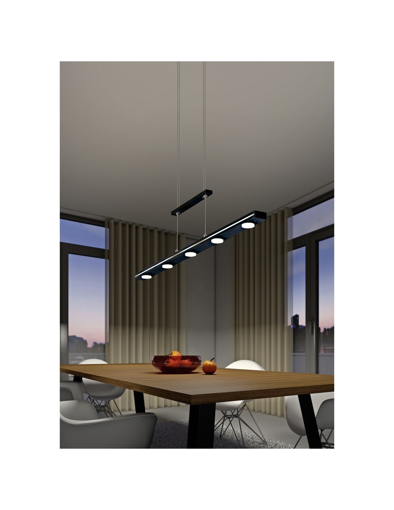Sospensione Nera Piastra Rettangolare 7 Led Sopra e Sotto Lacal Trio Lighting