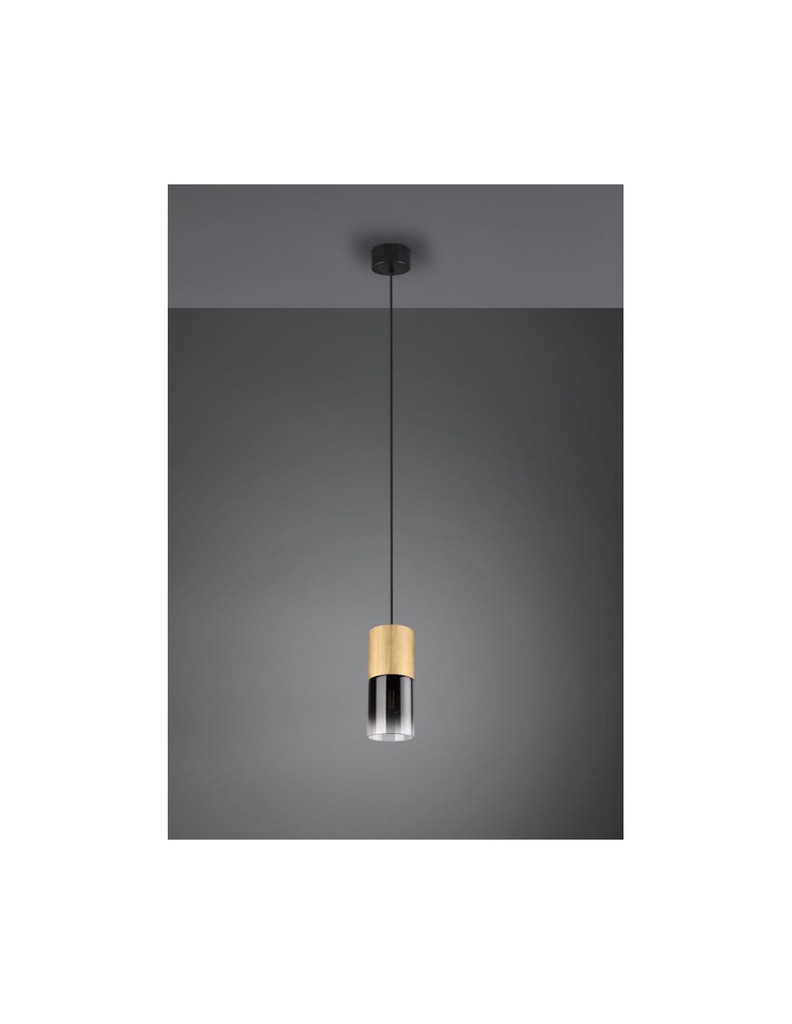 Sospensione Singola Robin Ottone Vetro Fumé Trio Lighting