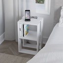 Tavolino comodino Lonie bianco 2 scomparti aperti H 55 x P 30 x L 34 cm