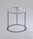 Tavolino con top in vetro temperato e base nera 40x40 cm