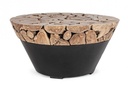 Tavolino in legno e acciaio stile industriale cm Ø90x45h