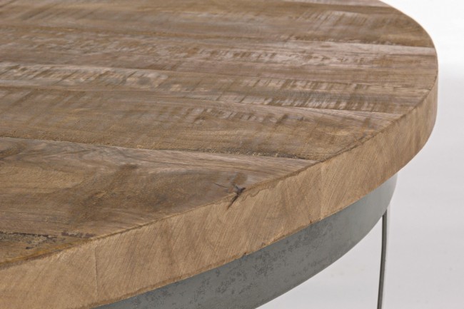 Tavolino tondo in metallo stile industrial cm 90