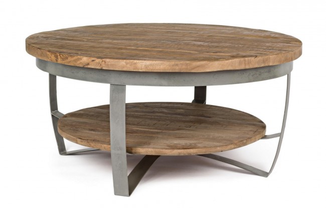 Tavolino tondo in metallo stile industrial cm 90