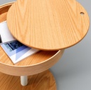 Tavolino in rovere con top in legno e base in metallo
