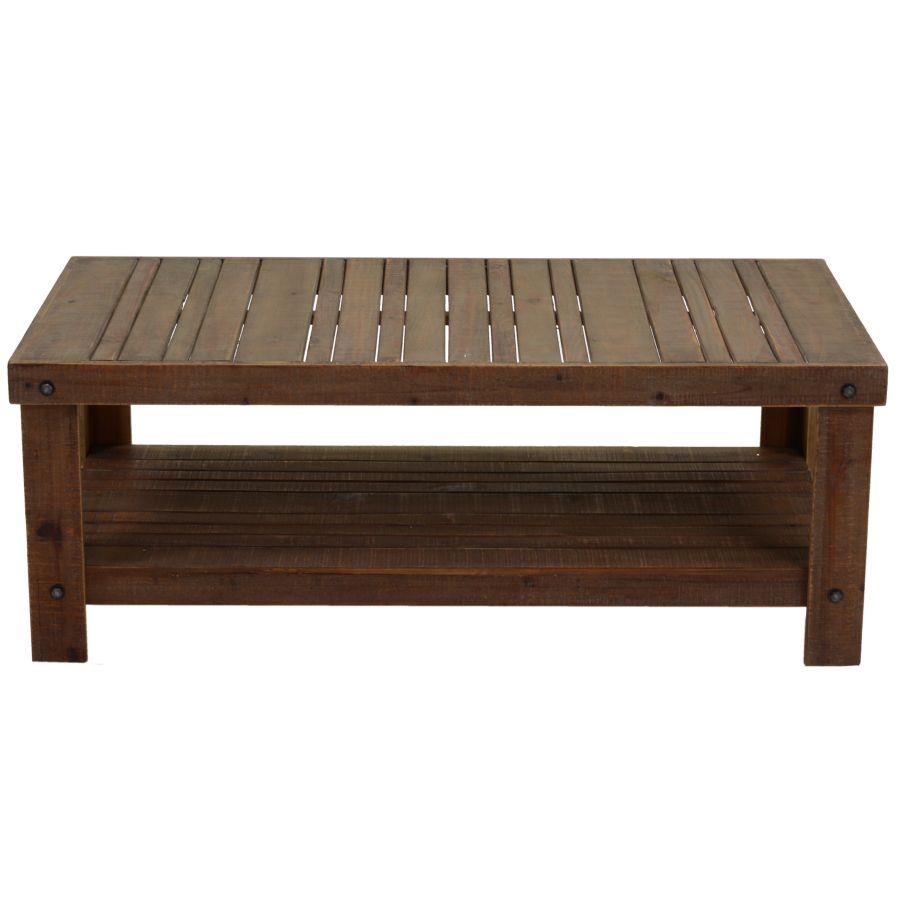 Tavolino da salotto noce country con 2 piani 120x60xh,45 cm