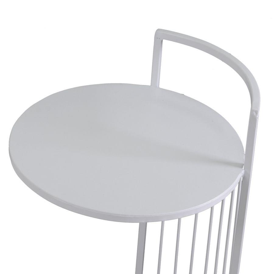 Tavolino metallo bianco tondo cmø38h54-65
