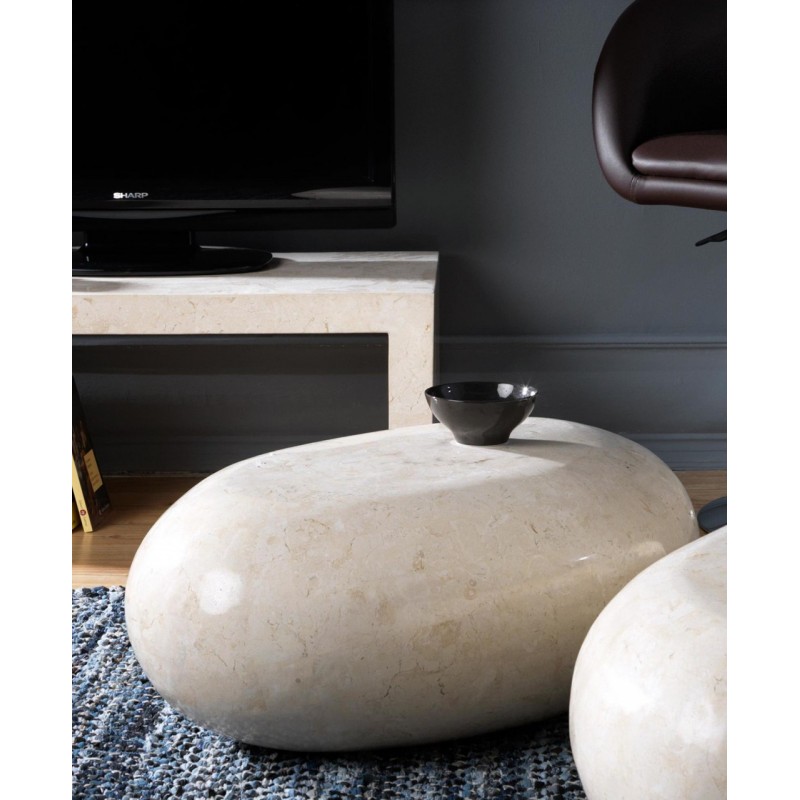 Tavolino moderno  pietra beige cm 50 x 75 x h 27