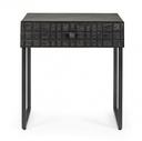 Tavolino nero 1 cassetto in legno stile industriale 50x35x55