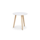Tavolino tondo bianco 3 piedi legno di pino  diam.48xh.45 cm
