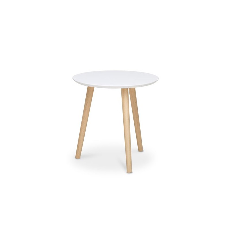 Tavolino tondo bianco 3 piedi legno di pino  diam.48xh.45 cm