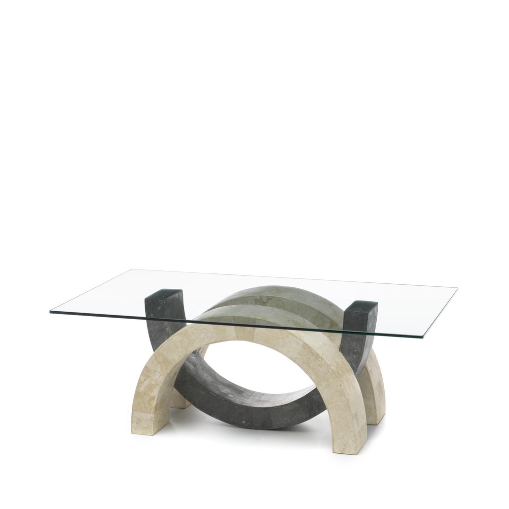 Tavolino trasparente-beige-grigio 70 cm x 120 cm H. 41 cm