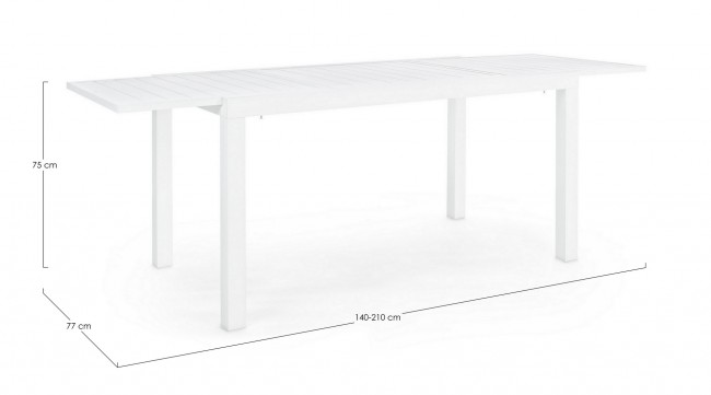 Tavolo allungabile bianco in alluminio stile classico cm 140-210x77