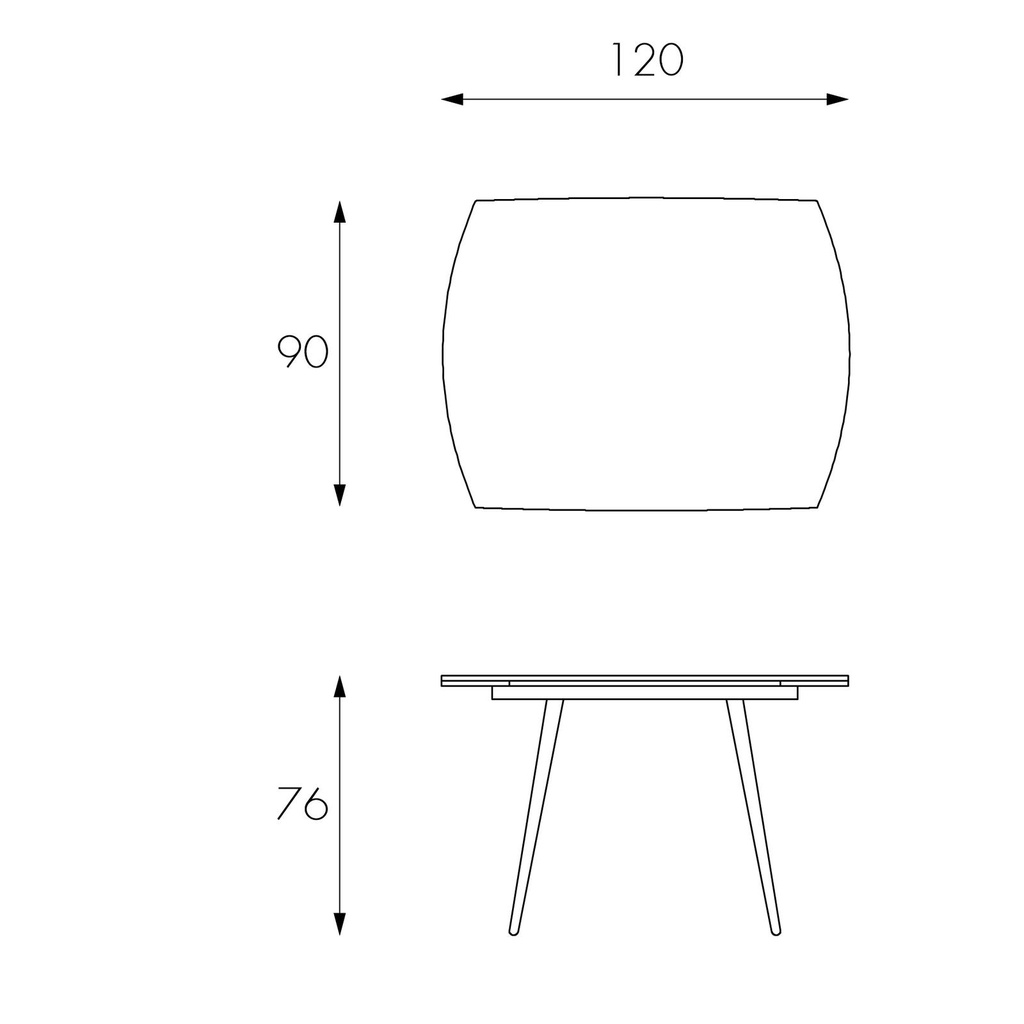 Tavolo allungabile con top in vetro temperato bianco 120/180x90h cm