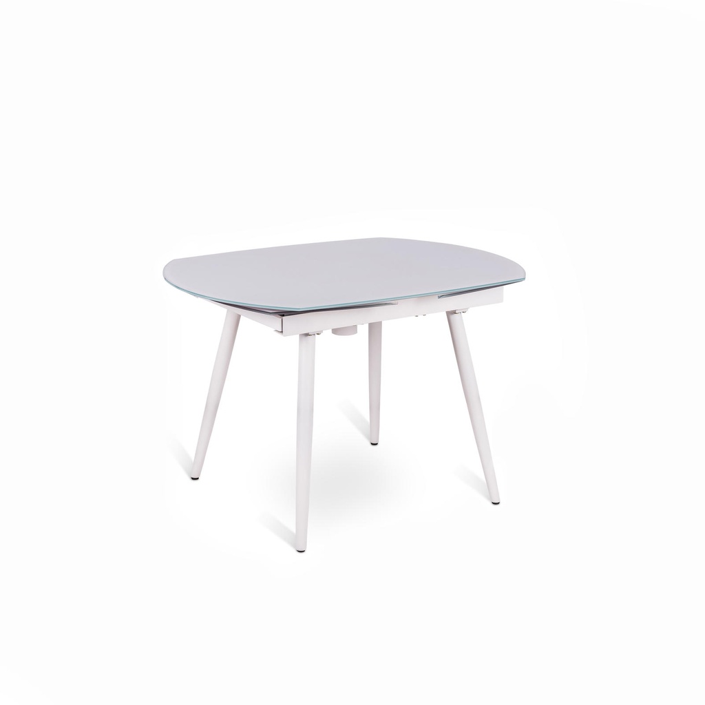 Tavolo allungabile con top in vetro temperato bianco 120/180x90h cm