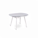 Tavolo allungabile con top in vetro temperato bianco 120/180x90h cm