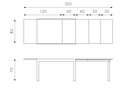 Tavolo allungabile con top in vetro temperato grigio 120/175/230/290/350x75h cm