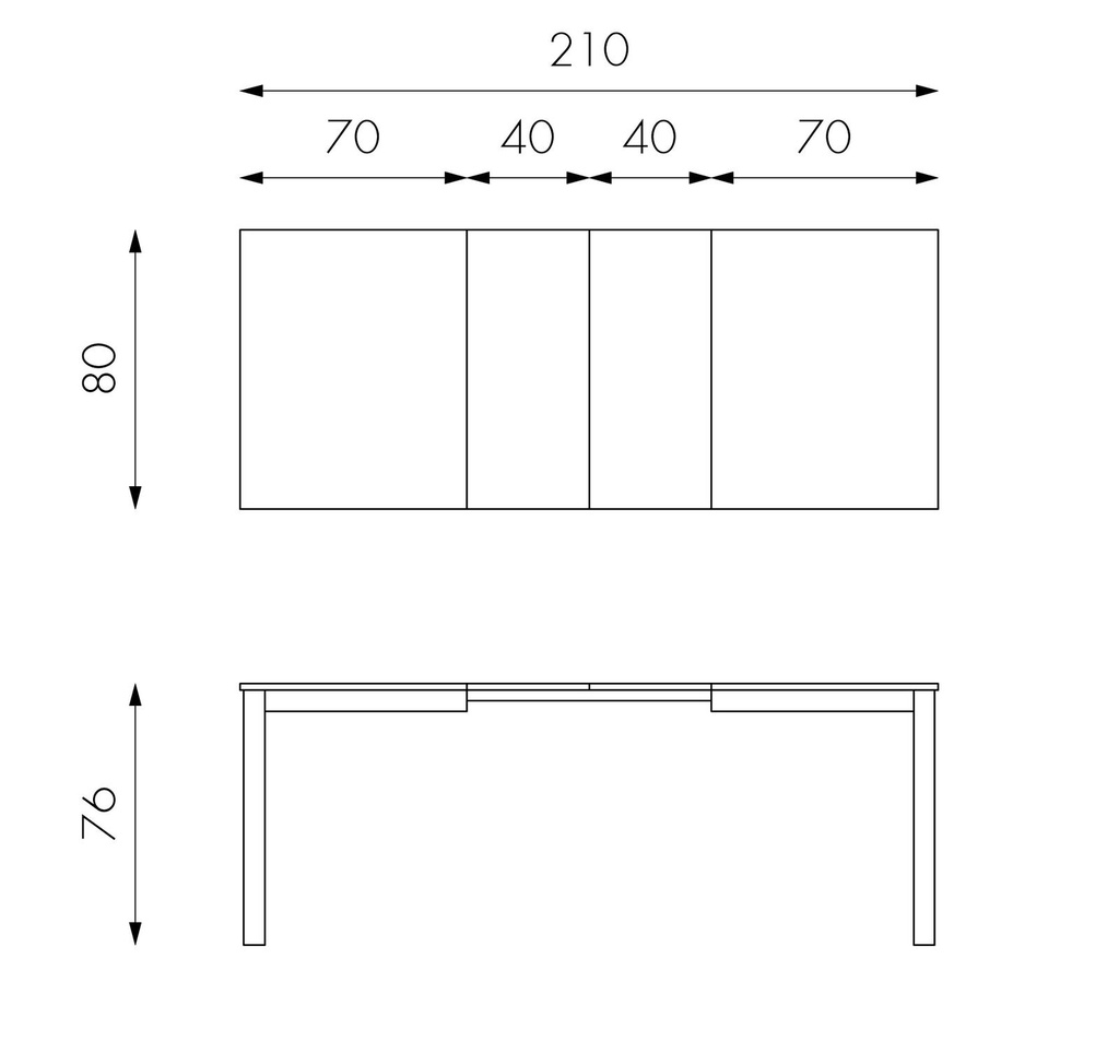 Tavolo allungabile in melaminico bianco 130/210x80x76h cm