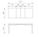 Tavolo allungabile in melaminico bianco 130/210x80x76h cm