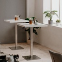 Tavolo alto Quadrato 105 cm piano bianco e base cromo   cm 70x70xh.105