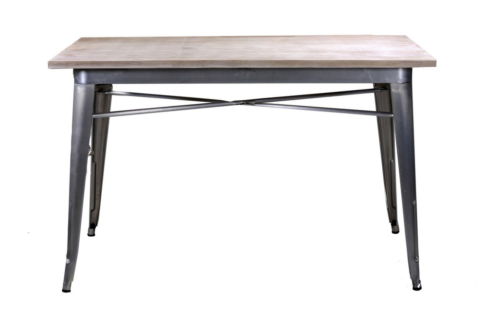 Tavolo ferro top in legno galvanizzato cm 80 x 160 x h 76