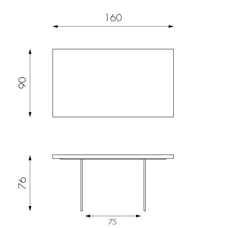 Tavolo fisso in rovere termocotto 90x160x76h cm