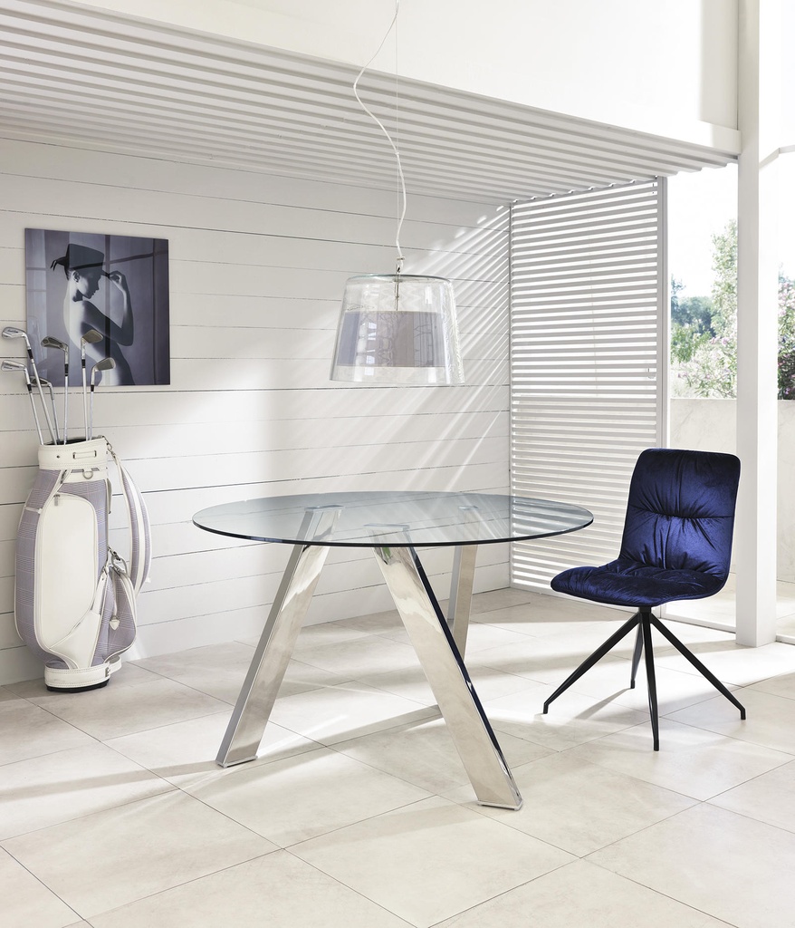 Tavolo fisso in vetro temperato trasparente 120x75h cm