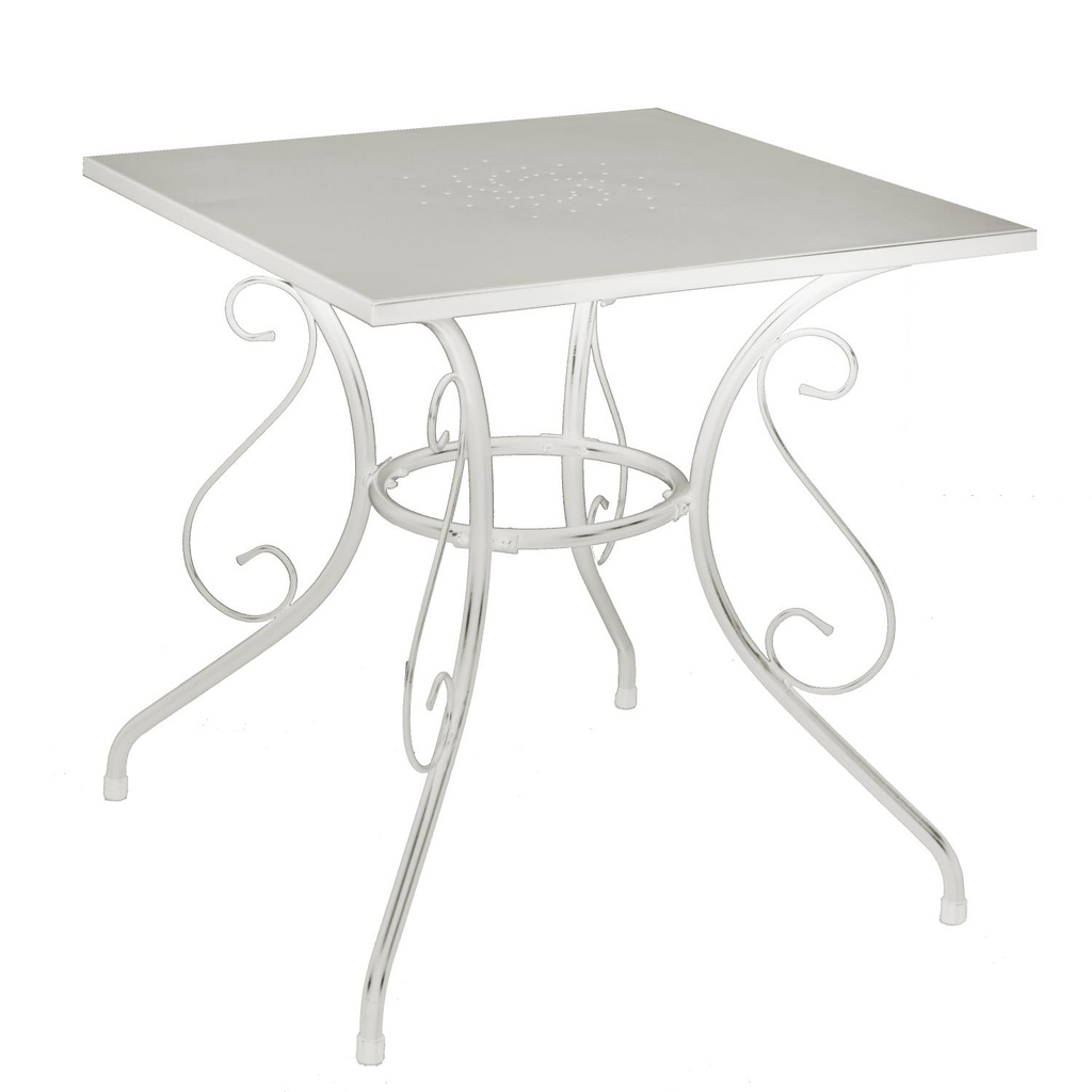 Tavolo metallo Old bianco  cm70x70h72