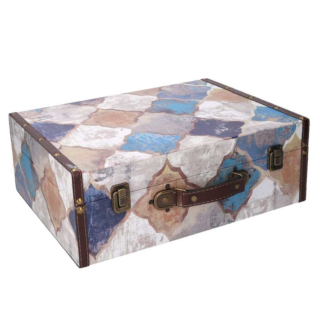 Rectangular Moroccan blue eco-leather suitcase 1-3 cm40x14h30