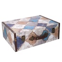 Rectangular Moroccan blue eco-leather suitcase 1-3 cm40x14h30