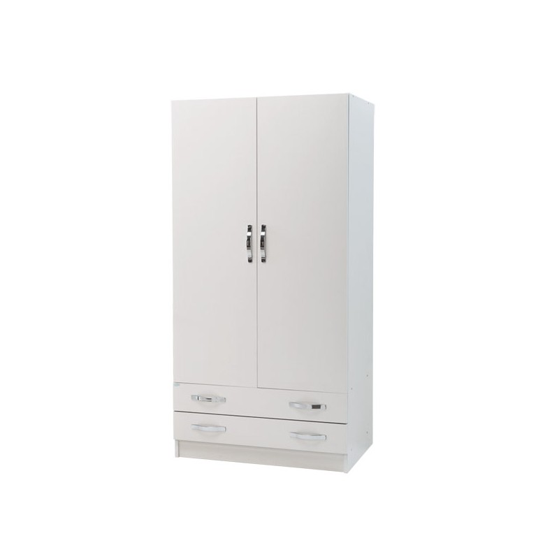 Armadio 2 ante con cassettiera  Bianco Frassinato Cm 91x52xH 210