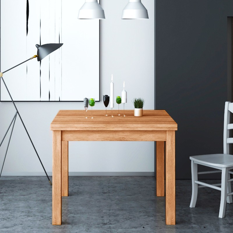Tavolo pranzo noce country apribile libro in legno nobilitato cm 90x90/180