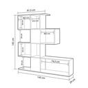 Libreria scaffale 4 livelli  9 scomparti bianco e rovere 145x29xh.145 cm