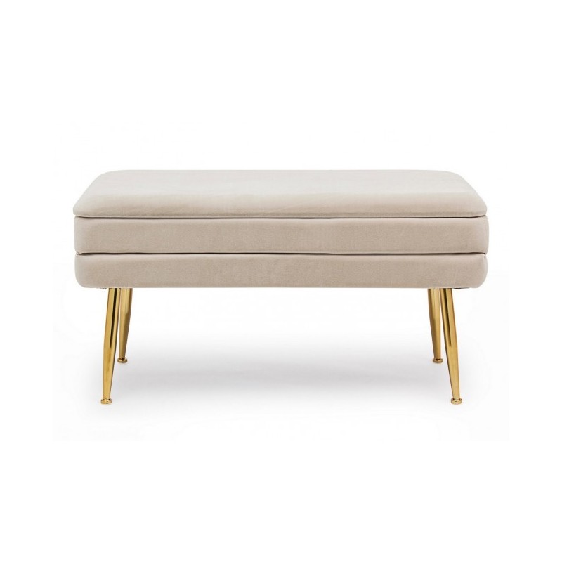 Panca contenitore beige con piedi  cm 79.5 x 37.5 x 42h