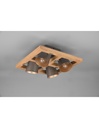 Plafoniera Quadrata 4 Spot Orientabili Legno E Metallo Nichel Bell Trio Lighting