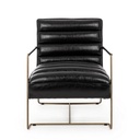 Poltrona struttura in acciaio verniciato e seduta rivestita in similpelle nero 62,5x74x80-45-56h cm